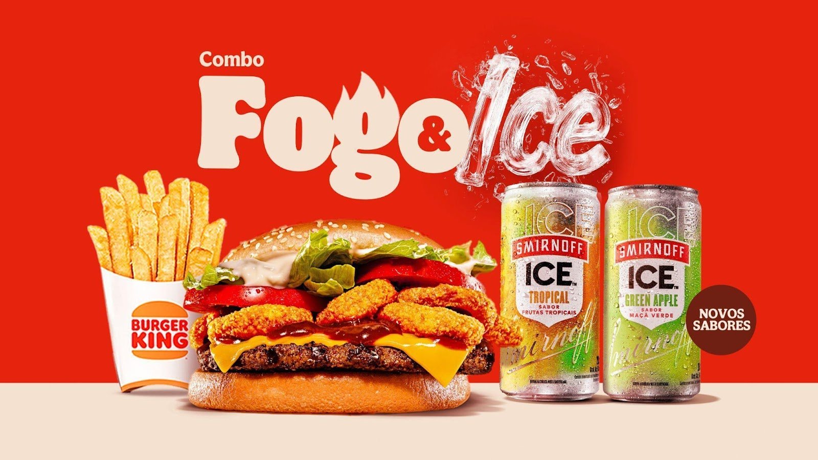 Parceria inédita entre BK e Smirnoff ICE marca a primeira vez que a rede de fast food venderá bebida álcoolica no Brasil | Foto: Divulgação