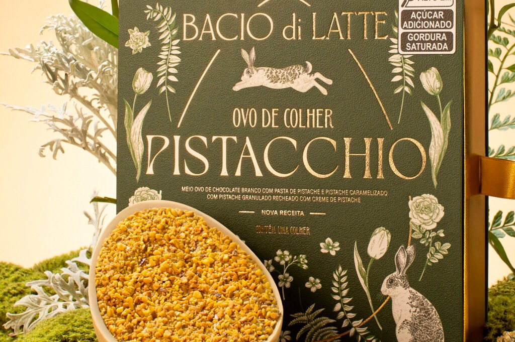 Ovo de Colher Pistacchio da Bacio di Latte é aposta para Páscoa 2025 | Foto: Divulgação Bacio di Latte